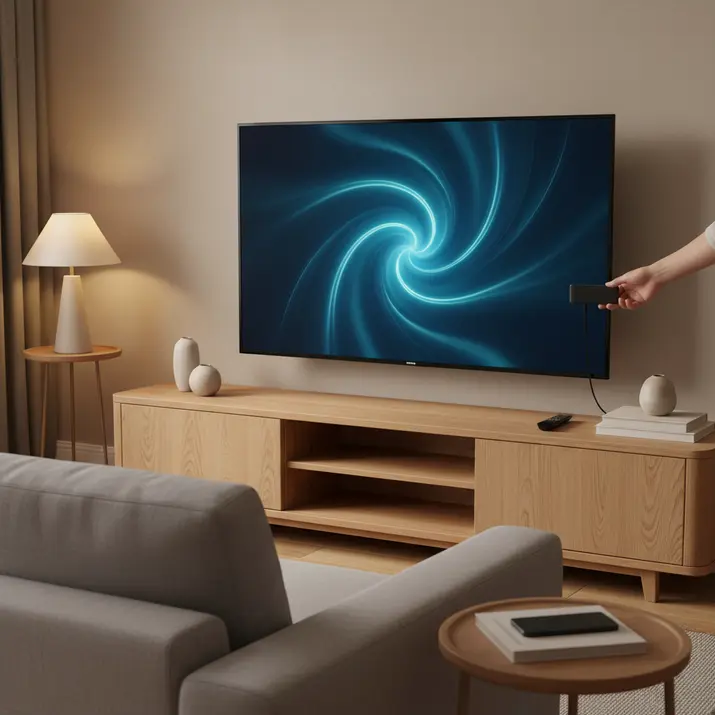 Easy bbIPTV setup on a Smart TV and streaming device in a modern home