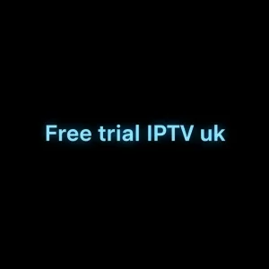 Smart TV screen showing Free trial IPTV uk channel lineup and streaming menu