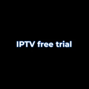 Streaming app interface promoting IPTV free trial on smart TV screen