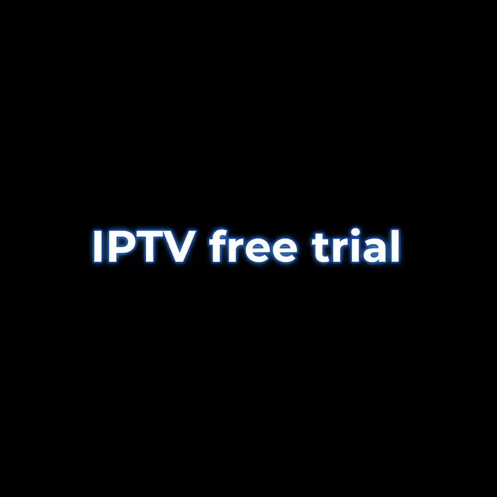 Streaming app interface promoting IPTV free trial on smart TV screen