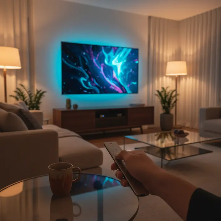 LuxIPTV Firestick streaming setup with premium IPTV content in a living room