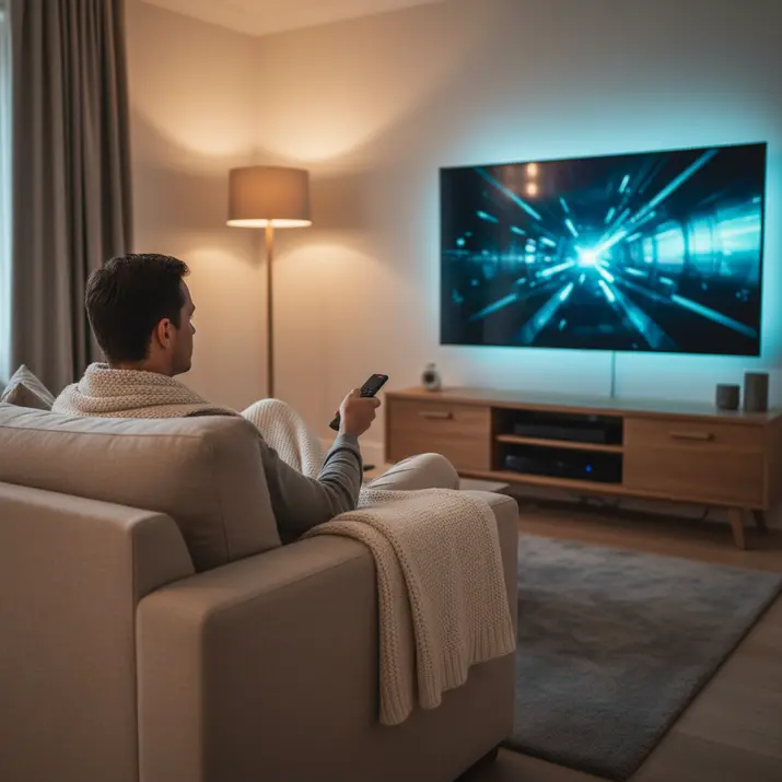 Premium home IPTV streaming setup for UK viewers in a modern living room