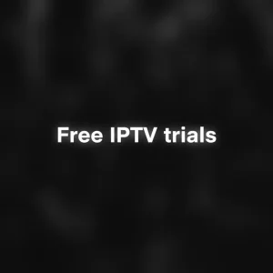 Streaming app interface showing channel list for Free IPTV trials on smart TV
