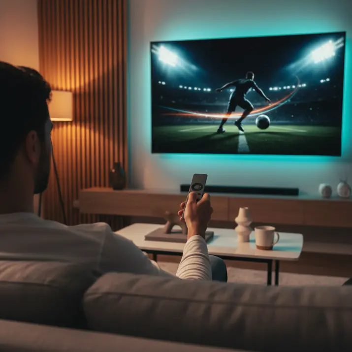 Immersive 4K sports streaming quality in a modern home with bbIPTV