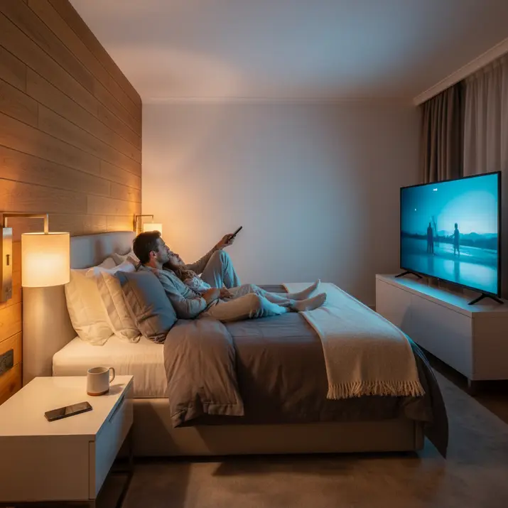 Reliable IPTV streaming in the UK at night ambiance