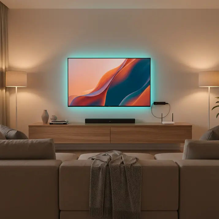 Smart TV IPTV setup in a modern UK living room